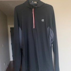 Champion 3/4 Zip Pullover XL Mens Black with Grey inserts